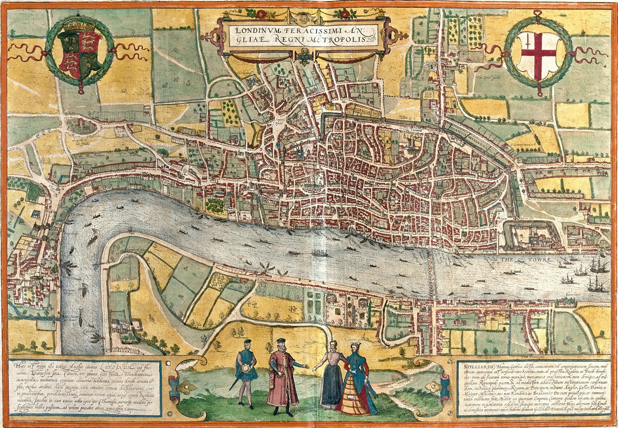 Uitzicht op Londen, Engeland door Franz Hogenberg
