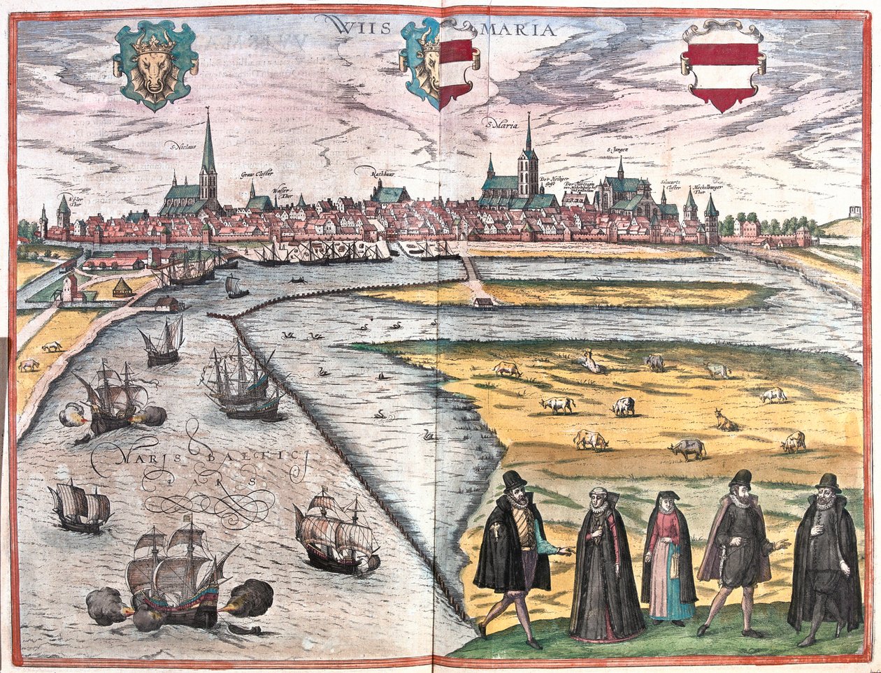 Wismar, Duitsland (gravure) door Franz Hogenberg
