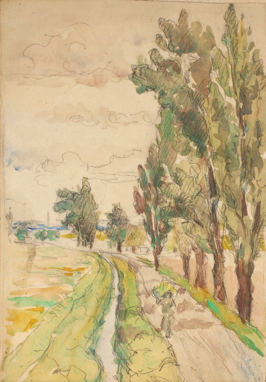 Landweg met bomen door Franz Jaschke