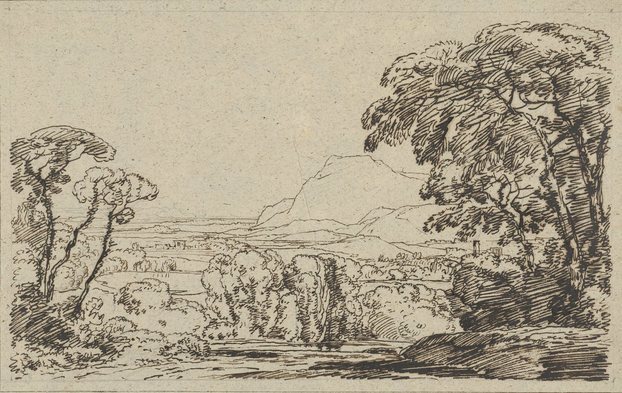 Landschap met vallei in de bergen door Franz Kobell