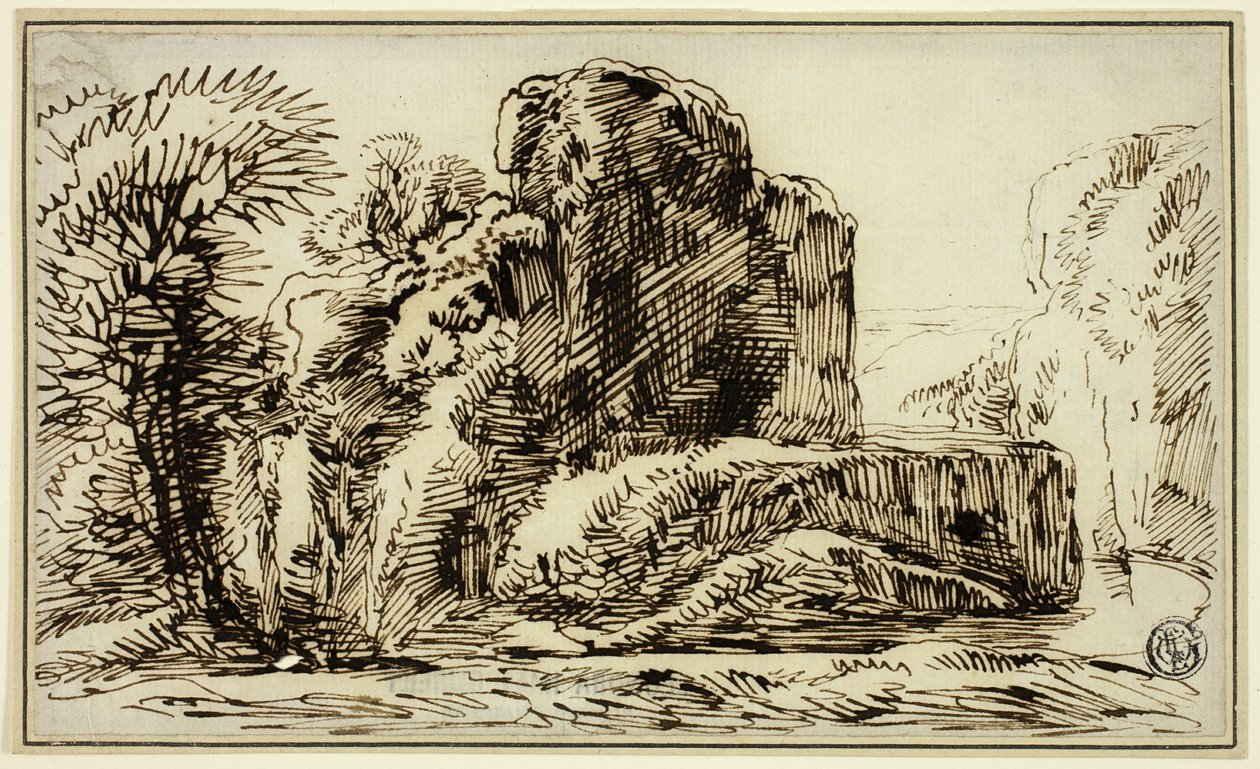 Rotsen, bomen en rivier door Franz Kobell