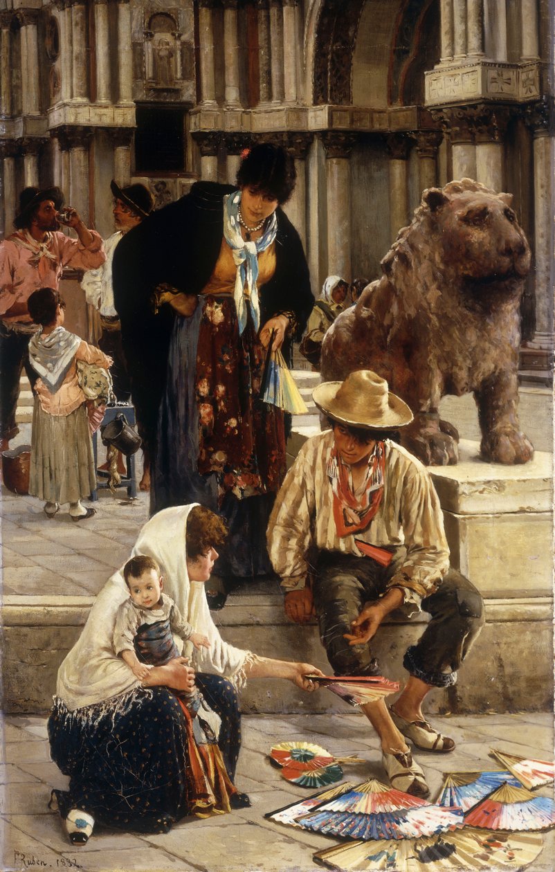 De waaiervrouw, 1882 door Franz Leo Ruben