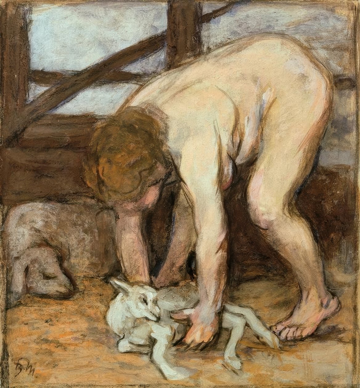 Naakt met geitje door Franz Marc