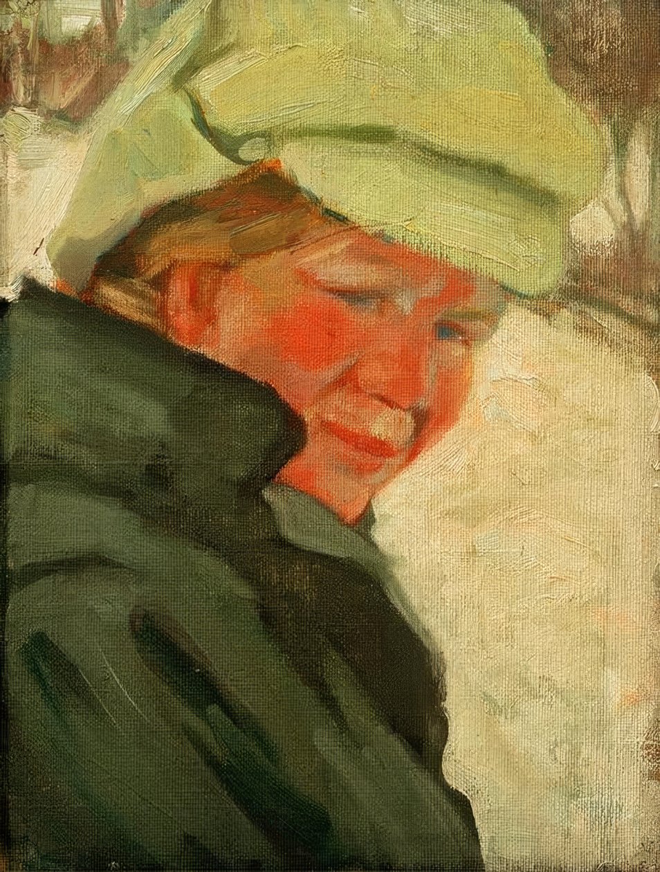 Portret van Maria Franck met witte muts door Franz Marc