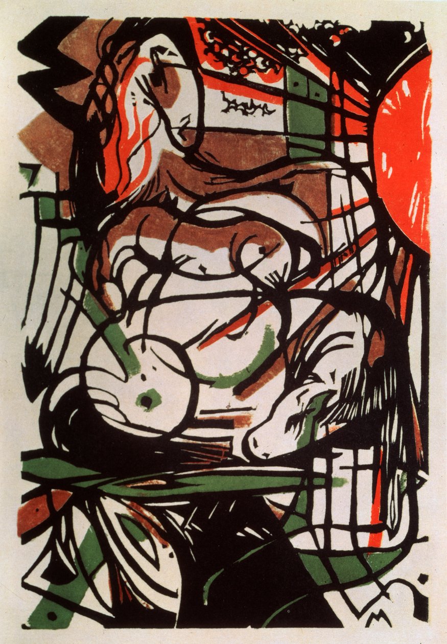 Geboorte van een veulen door Franz Marc