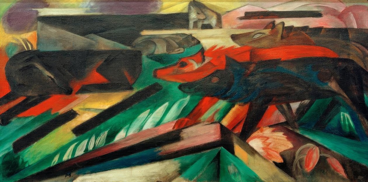 De wolven (Balkanoorlog) door Franz Marc