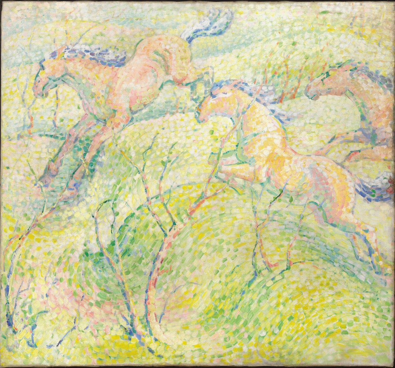 Springende Paarden, 1910 door Franz Marc
