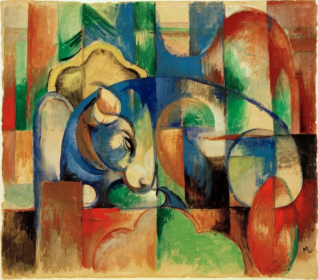 Liggende stier door Franz Marc