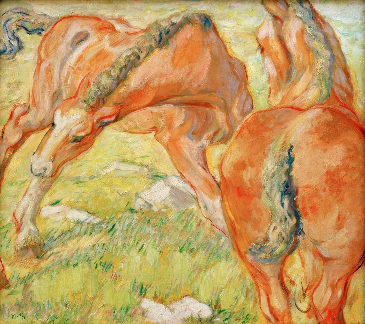 Moederpaard en veulen door Franz Marc