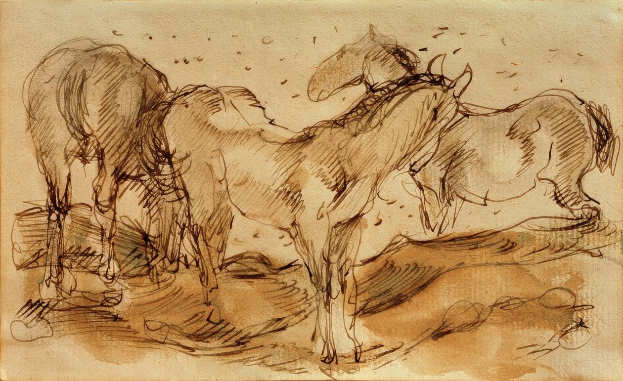 Paarden in de wei door Franz Marc