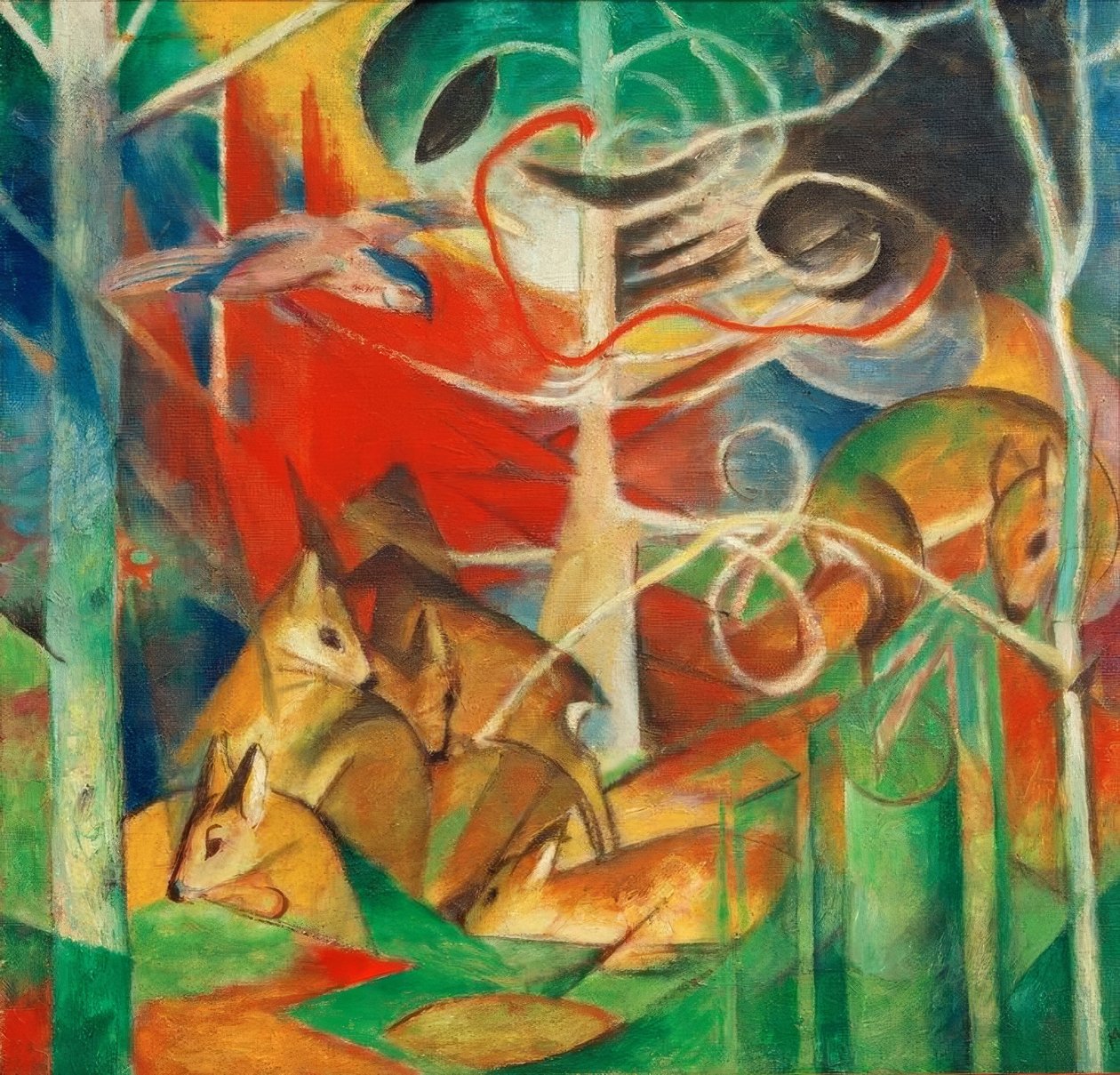 Herten in het bos I door Franz Marc