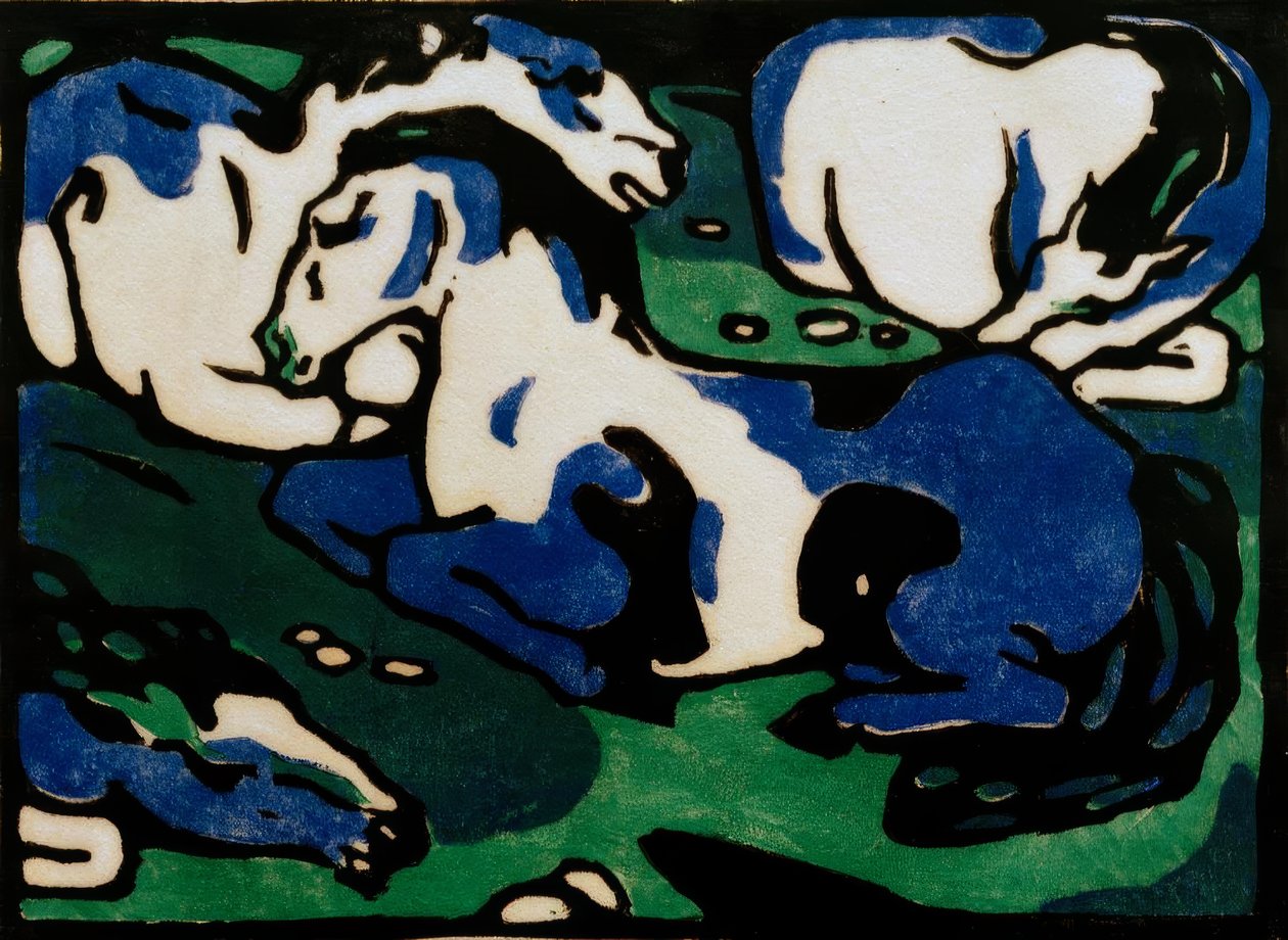 Rustende paarden door Franz Marc