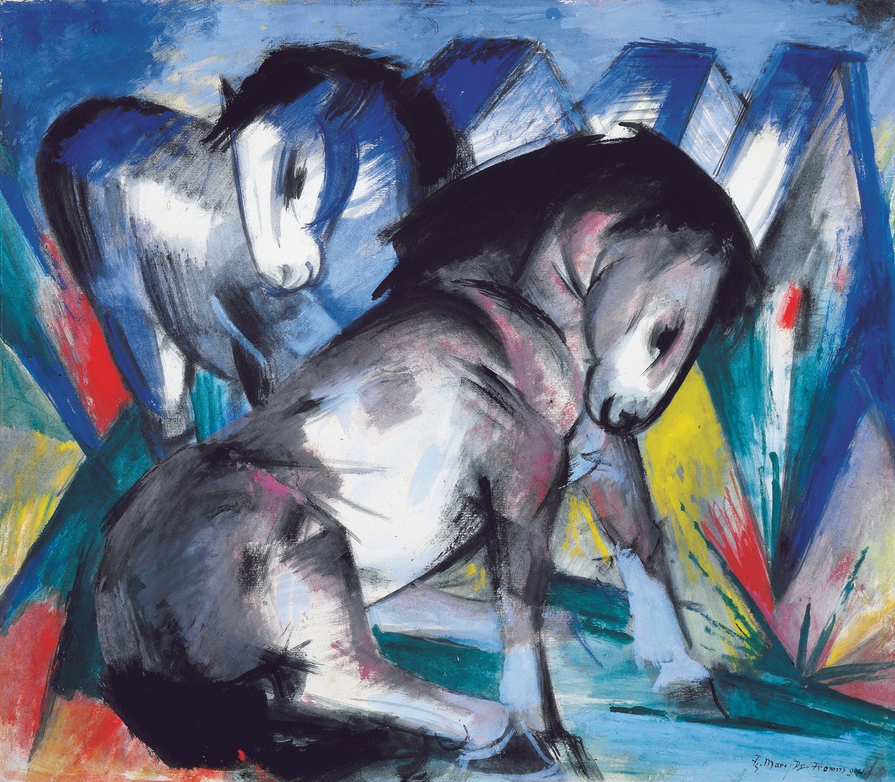 Twee Paarden, 1913 door Franz Marc