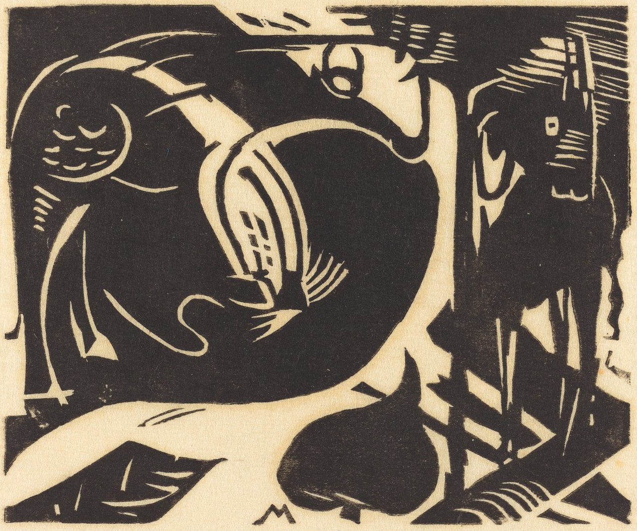 Twee fabeldieren door Franz Marc