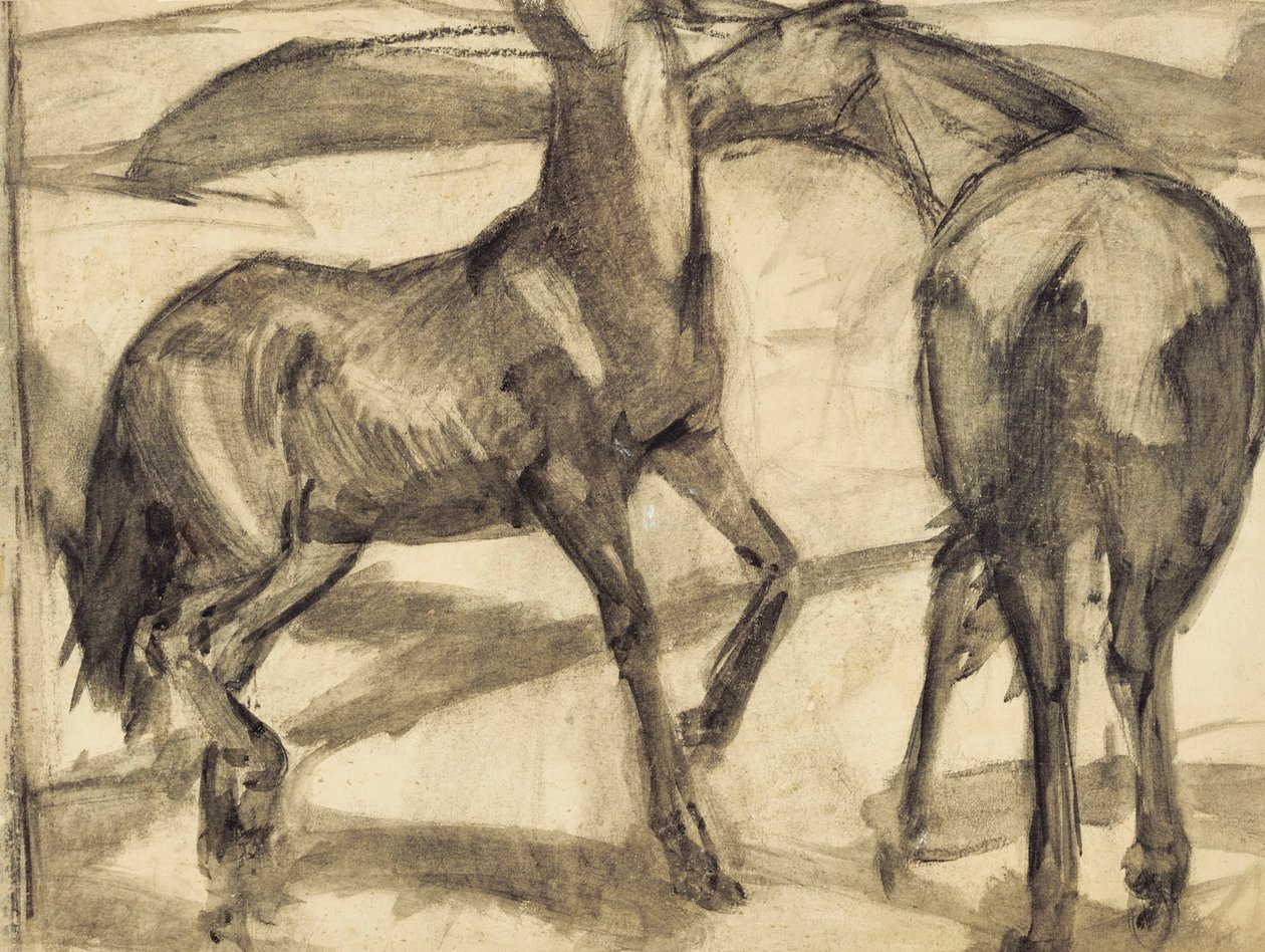 Twee paarden door Franz Marc