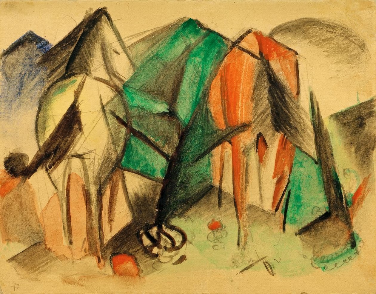 Twee paarden door Franz Marc