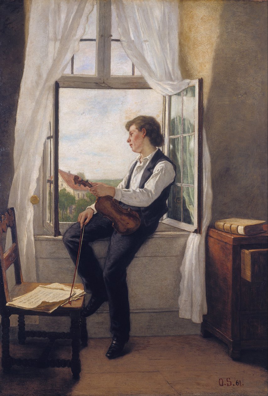 De violist bij het raam door Franz Otto Scholderer