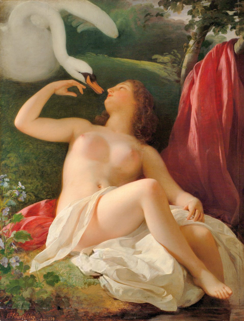 Leda met de zwaan door Franz Schrotzberg