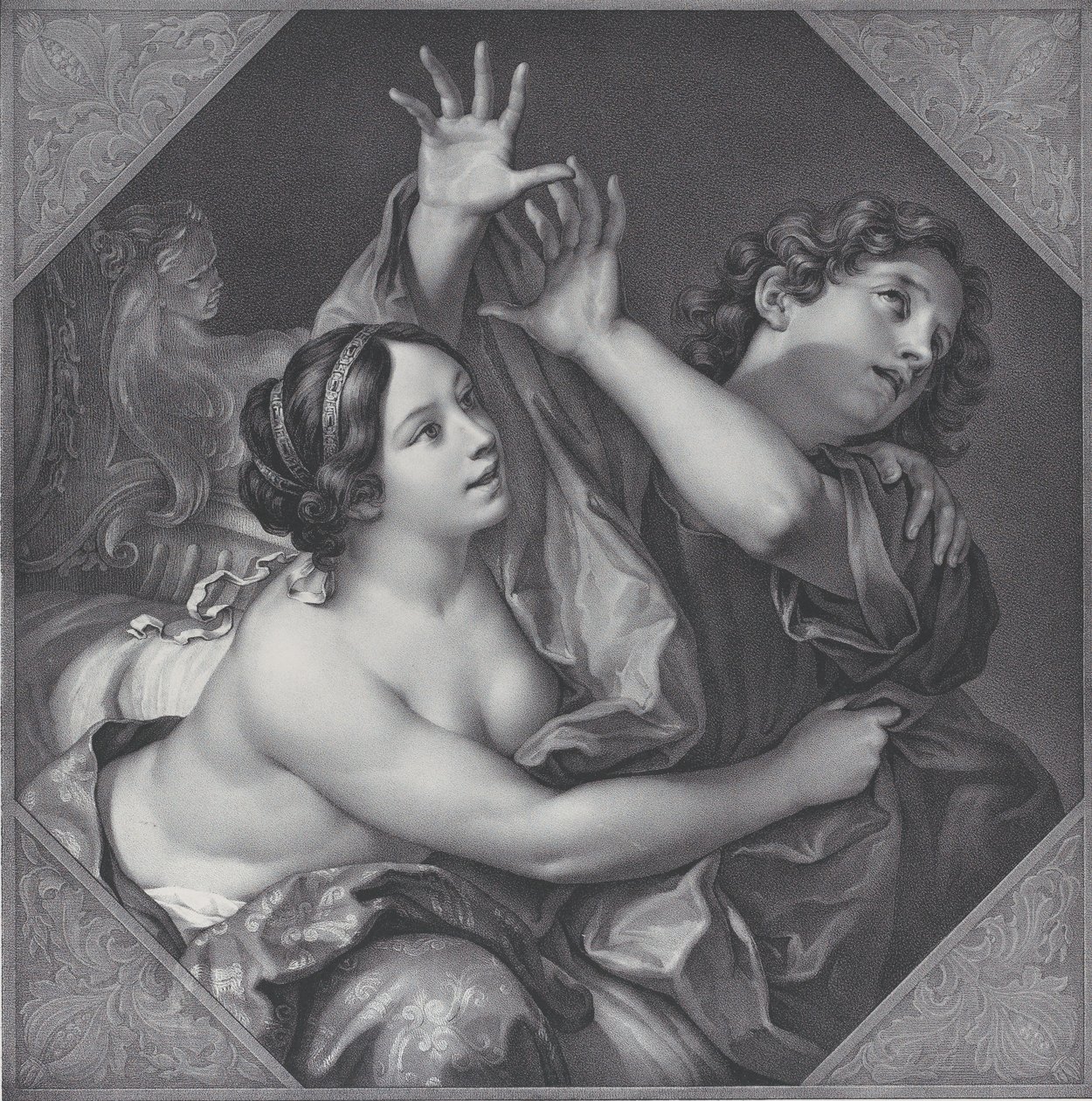 Jozef en de vrouw van Potifar, 1837 door Franz Seraph Hanfstaengl