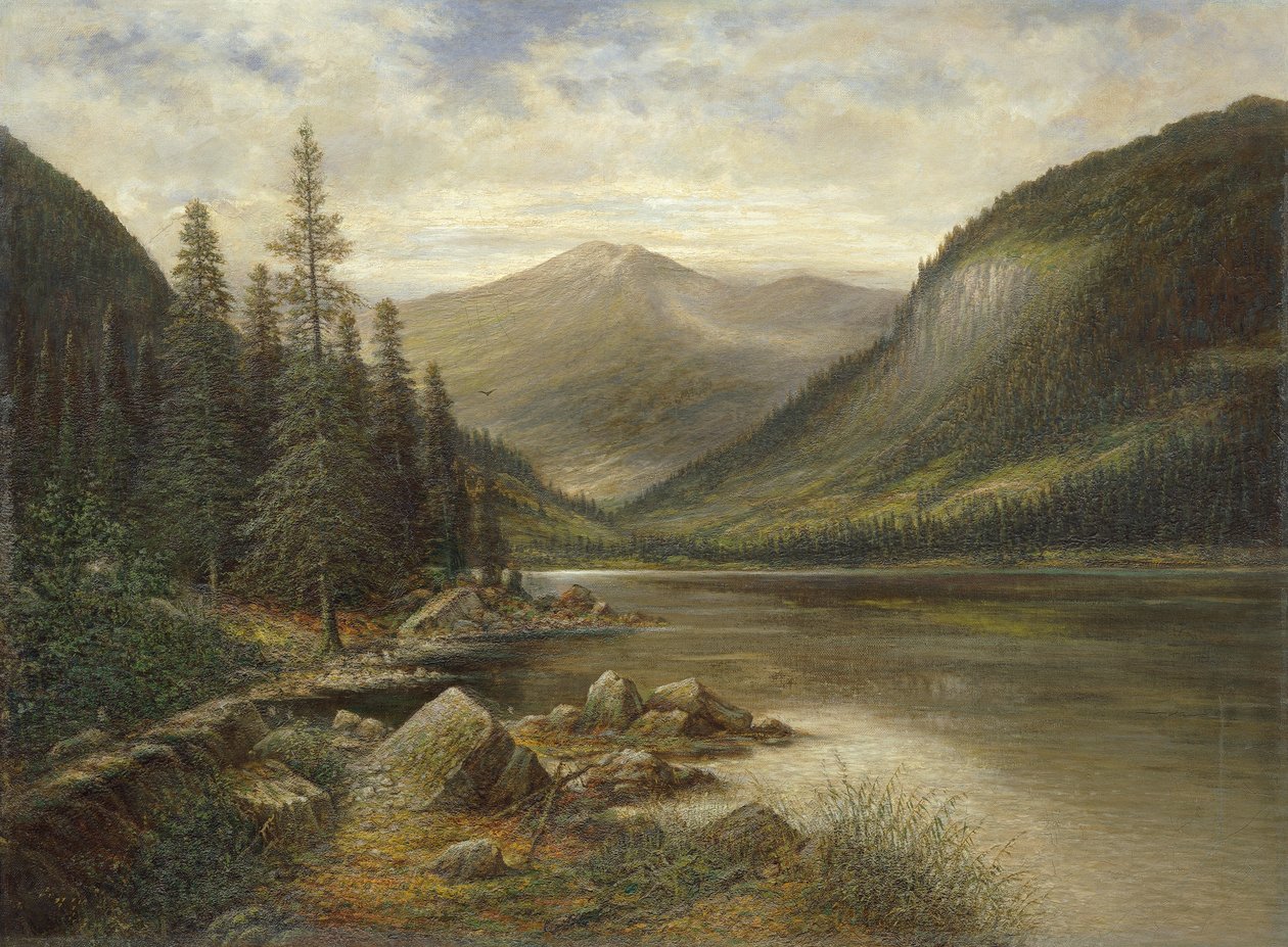 Erlaufsee met kale top op de achtergrond door Franz Stephan Paschinger