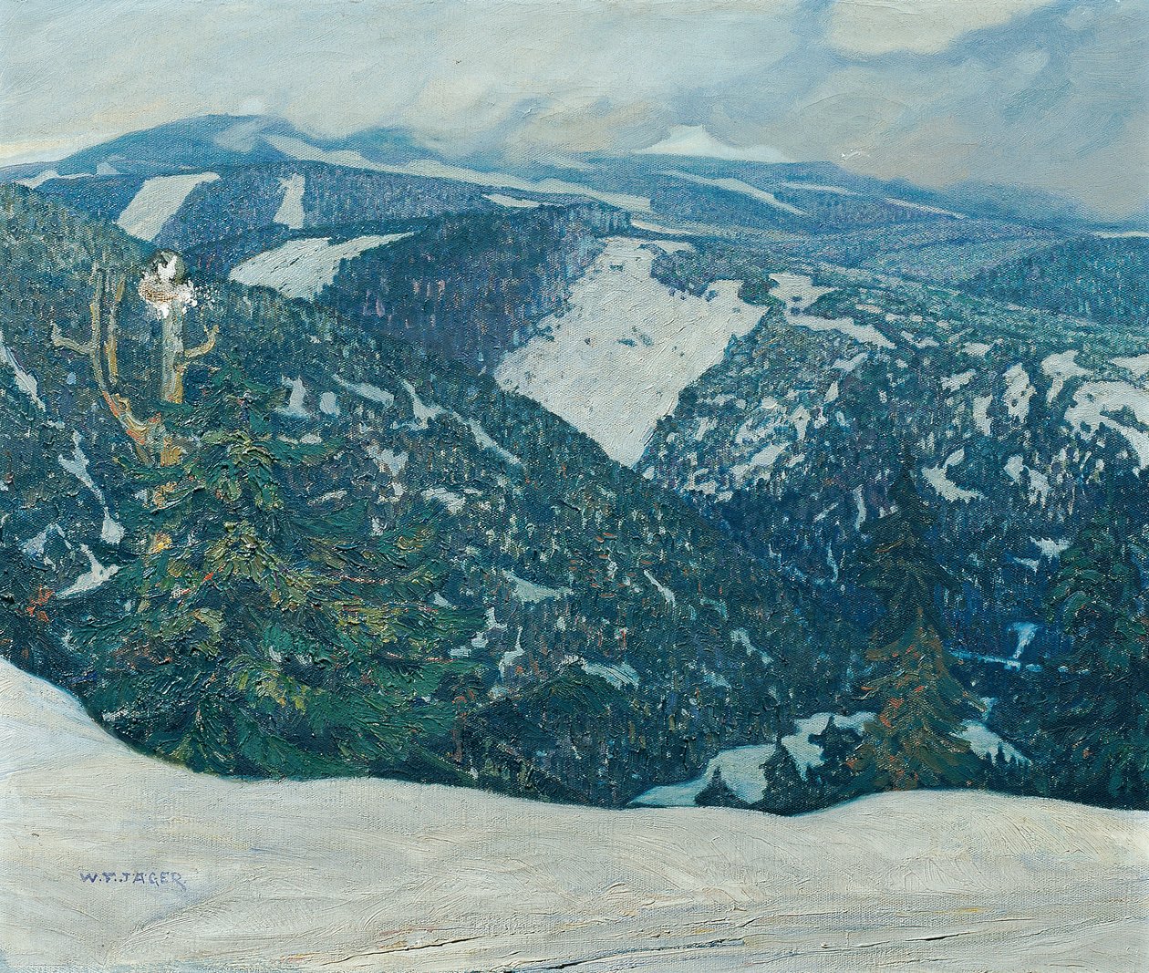 Isergebergte landschap door Franz Wilhelm Jäger
