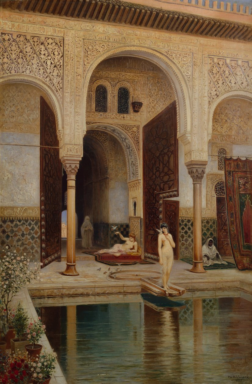 Het Alhambra Paleis Patio in Granada door Franz Wilhelm Odelmark