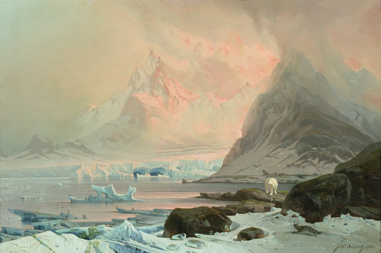 Zomernacht, Spitsbergen door Franz Wilhelm Schiertz