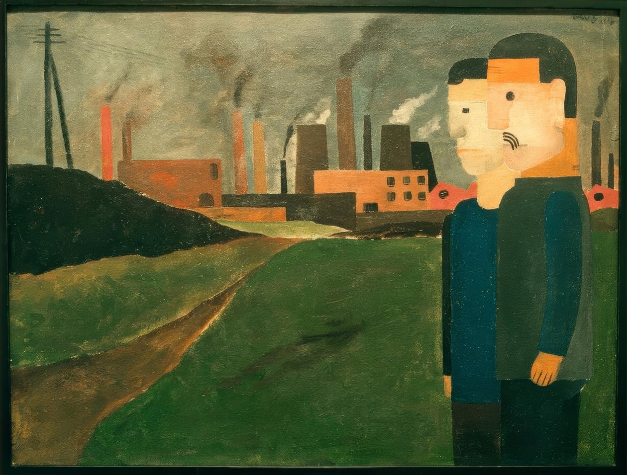 Industrielandschap met arbeiders door Franz Wilhelm Seiwert