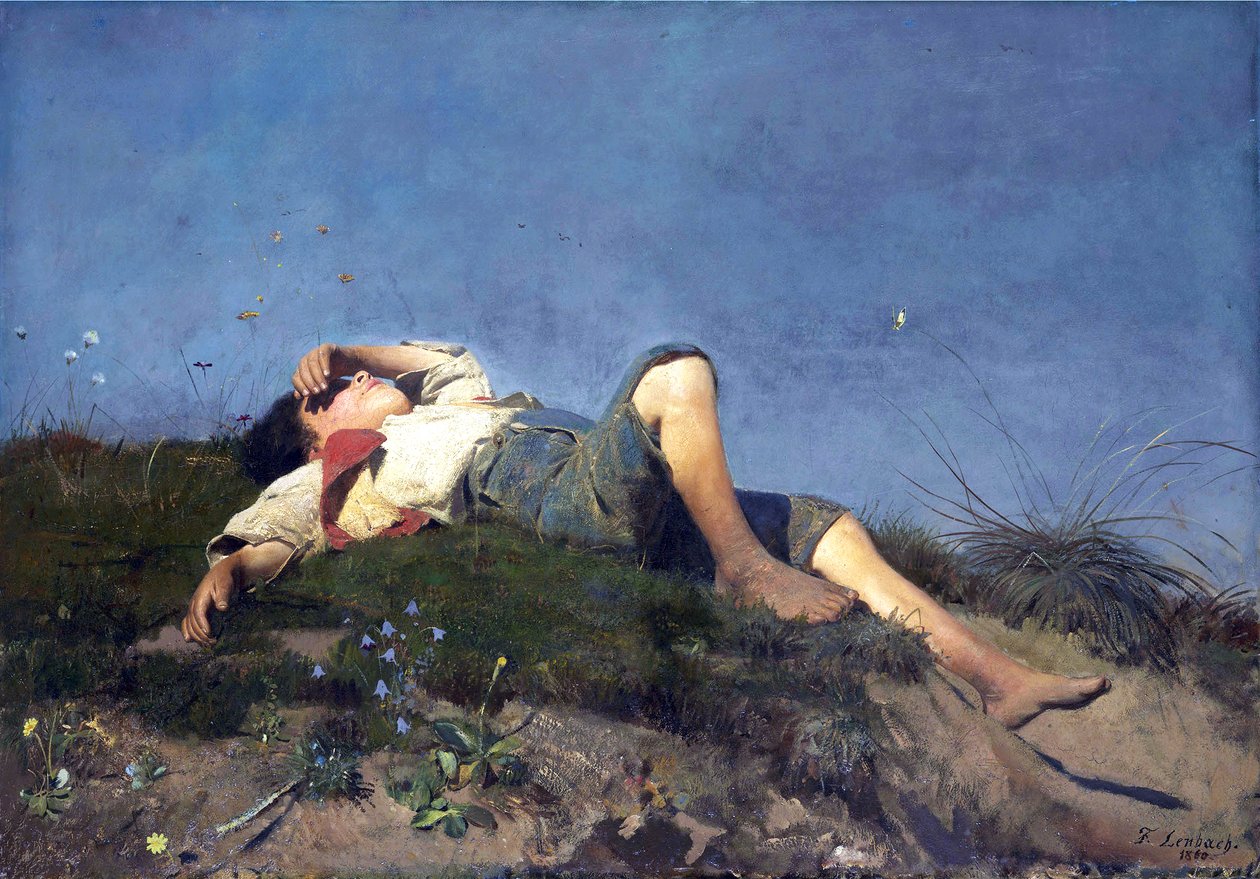 German: Hirtenknabe Shepherd boy door Franz von Lenbach