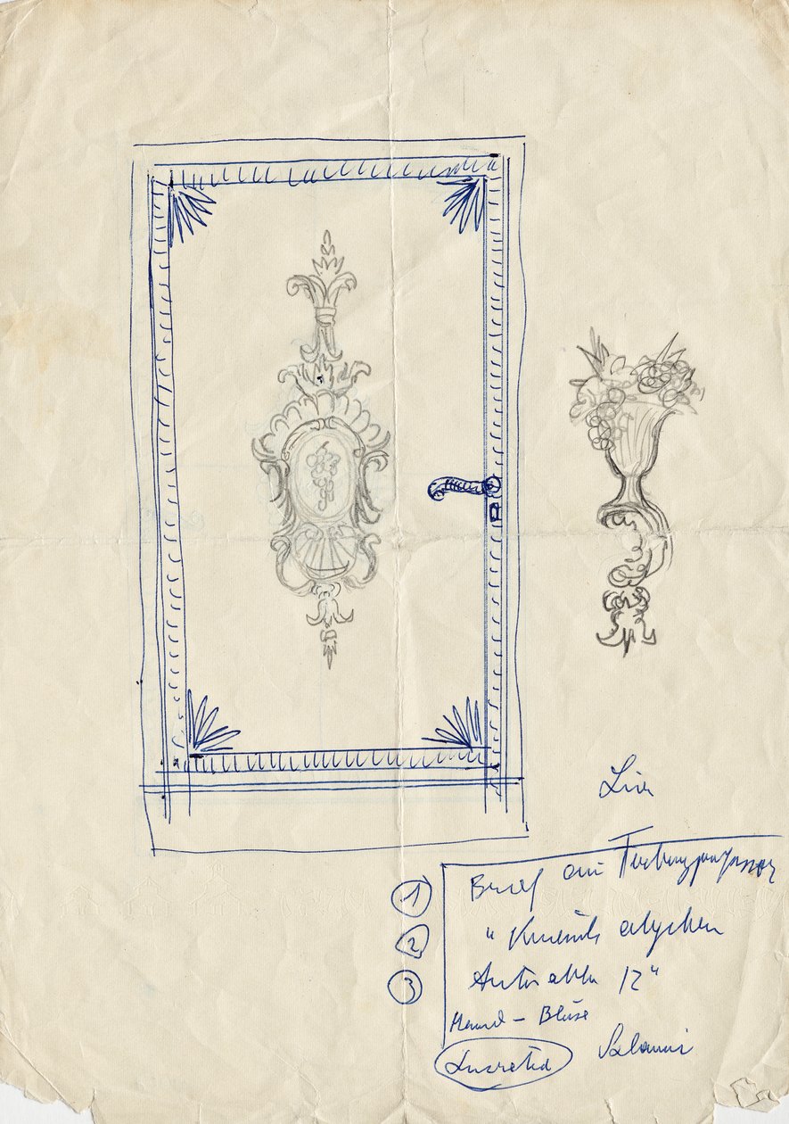 Ontwerpschets voor een deur door Franz von Matsch