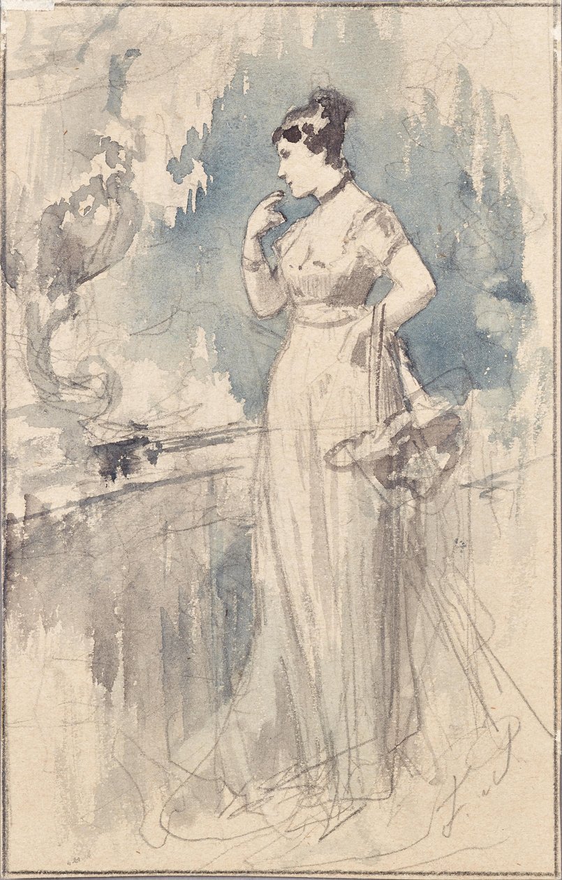 Dame in langem Kleid door Franz von Persoglia