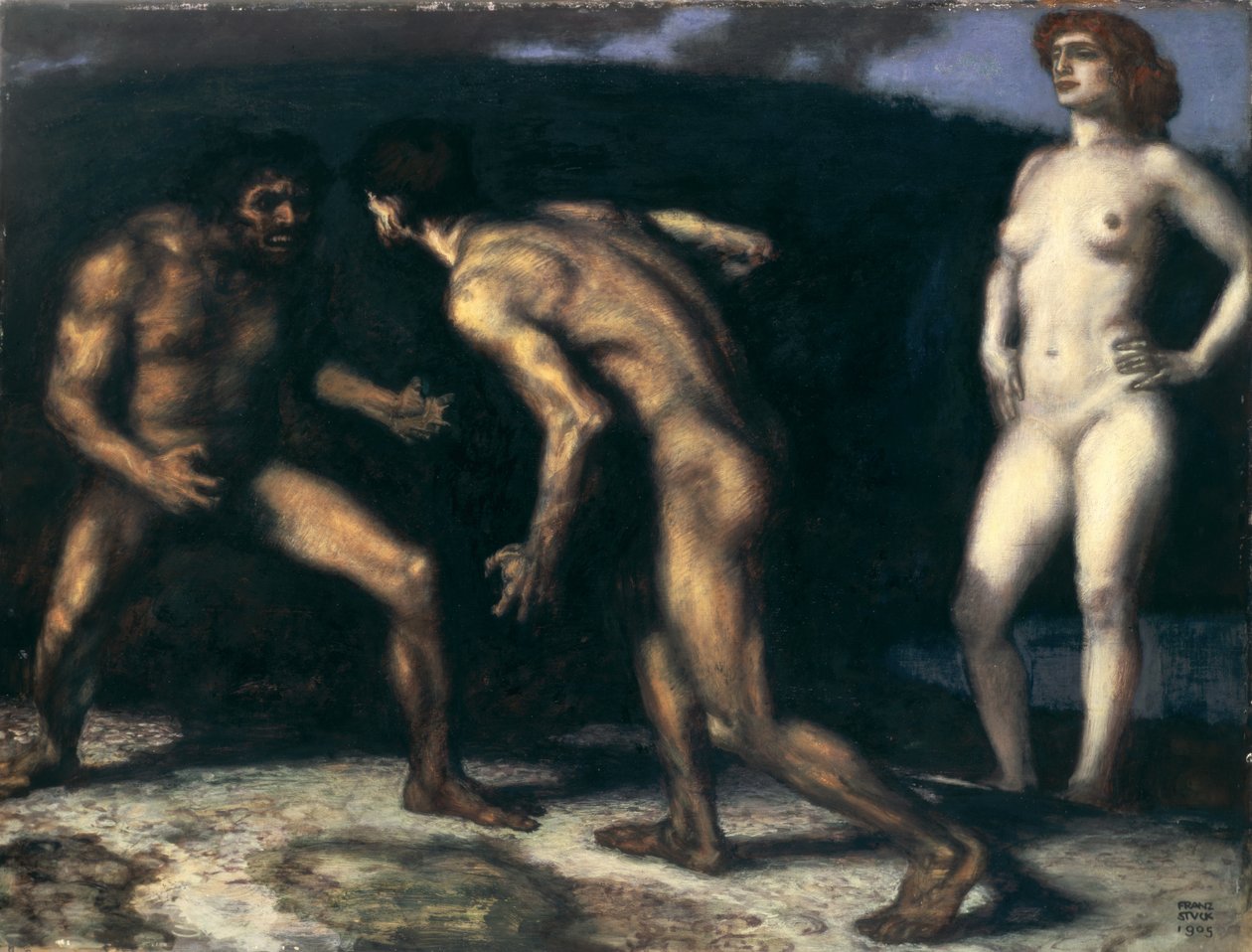 Strijd om een vrouw door Franz von Stuck