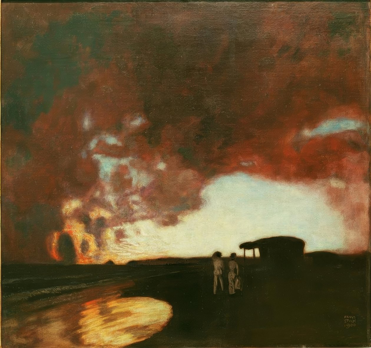 Zonsondergang aan zee door Franz von Stuck