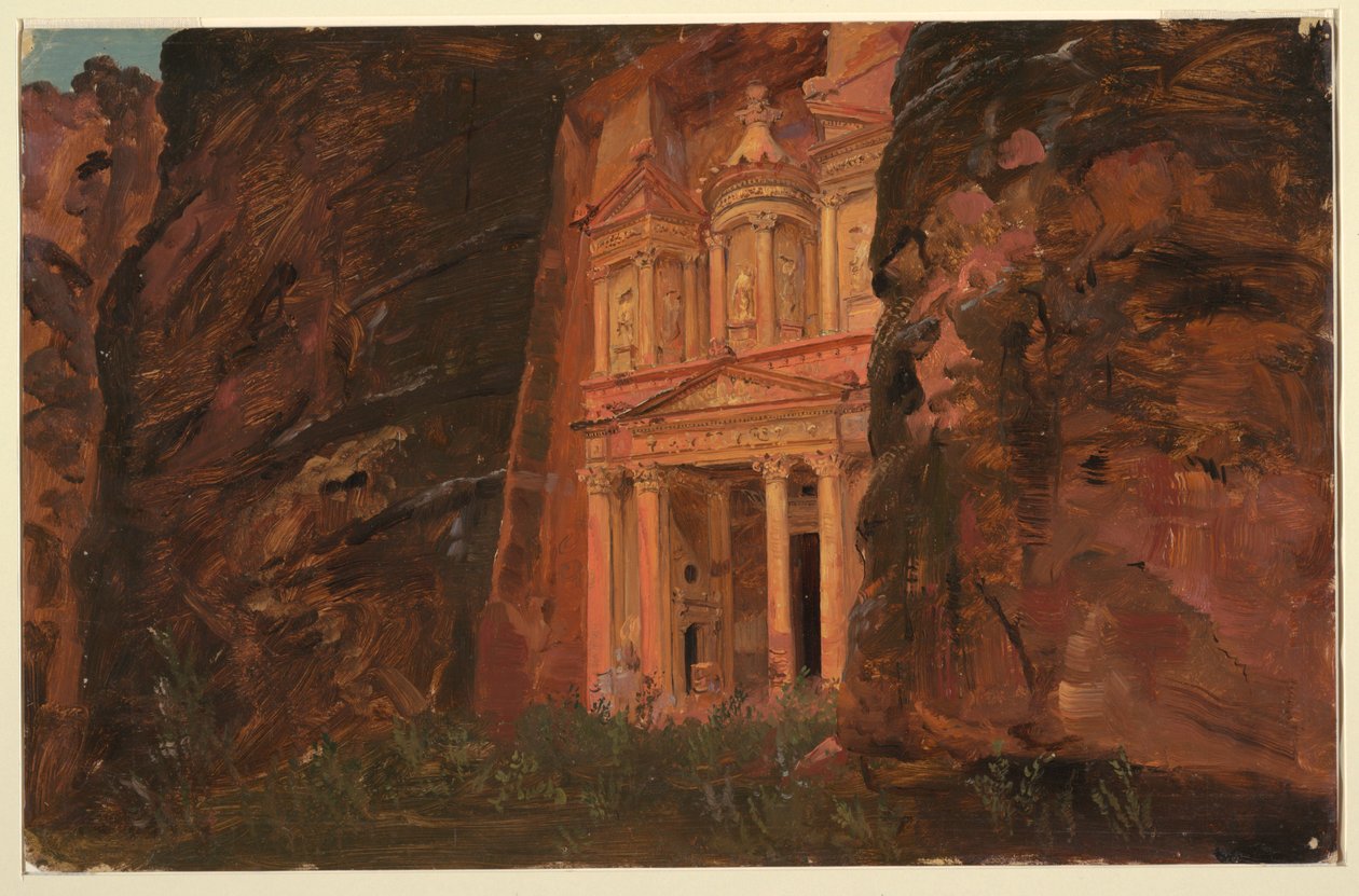 Tekening, El Khasneh, Petra, eind februari 1868 door Frederic Edwin Church