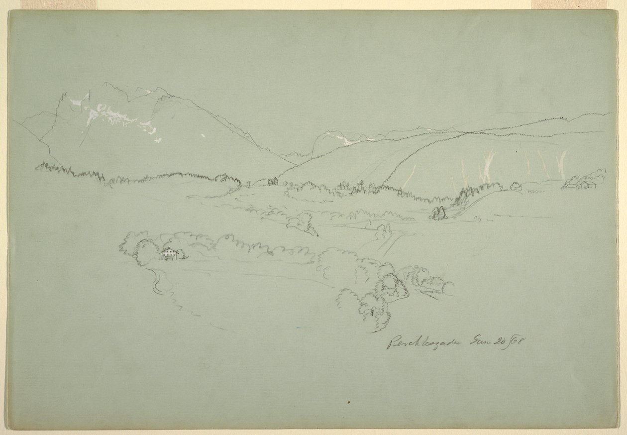 Tekening, noordoosten, nabij Berchtesgaden, Beieren, 20 juni 1868 door Frederic Edwin Church