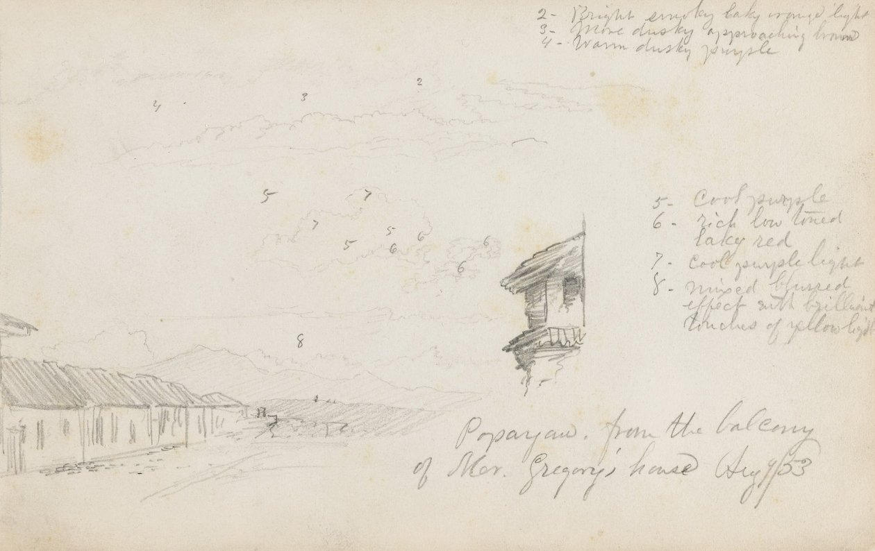 Popayan, Colombia; Verso- Berglandschap, Colombia door Frederic Edwin Church