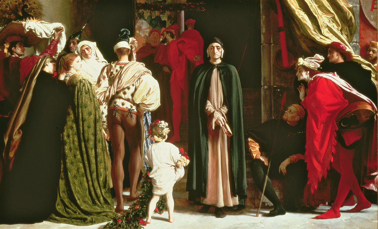 Dante in Ballingschap, 1864 door Frederic Leighton