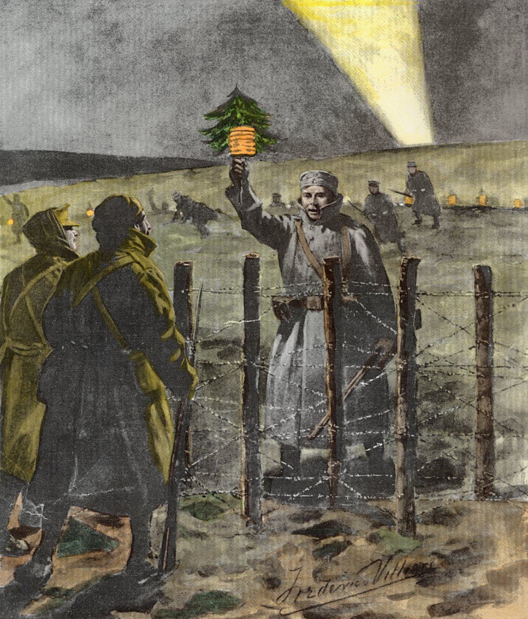 De Kerstdag Wapenstilstand van 1914, gepubliceerd 1915 door Frederic Villiers
