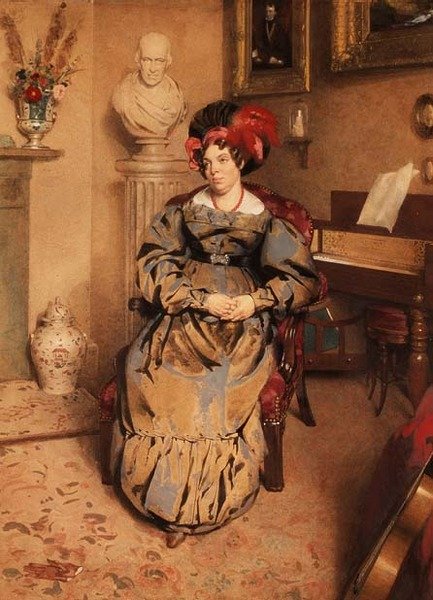 Portret van een zittende dame door Frederic Cruikshank