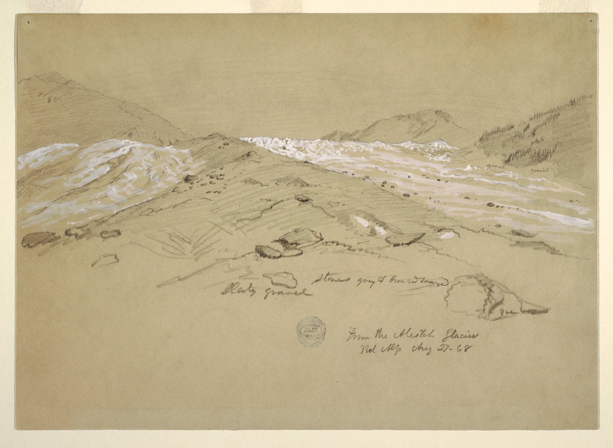 Aletschgletsjer, Berner Alpen, Zwitserland door Frederic Edwin Church