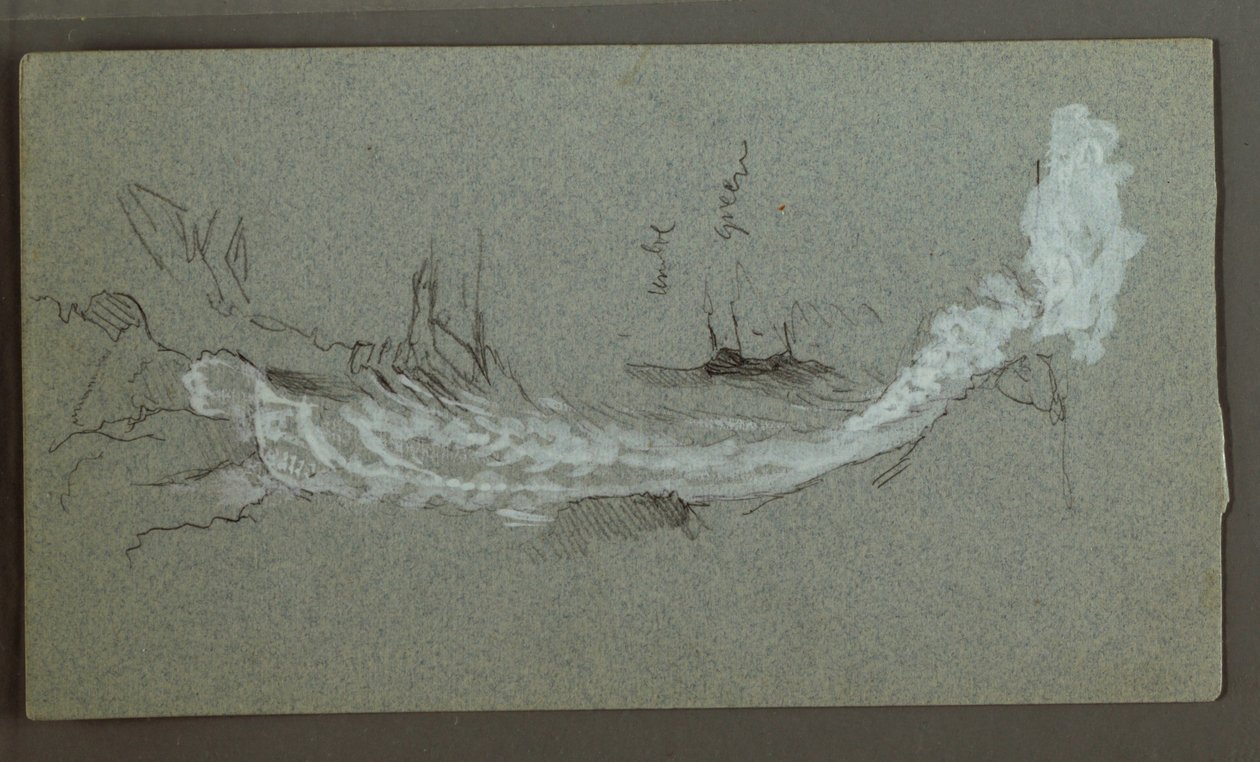 Tekening, Cascade, waarschijnlijk Konigssee, Beieren, 1868 door Frederic Edwin Church