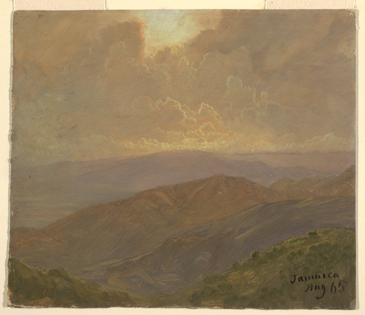 Tekening, bewolkte hemel, augustus 1865 door Frederic Edwin Church