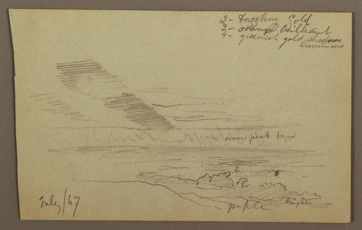 Tekening, Bewolkte lucht, 1867 door Frederic Edwin Church