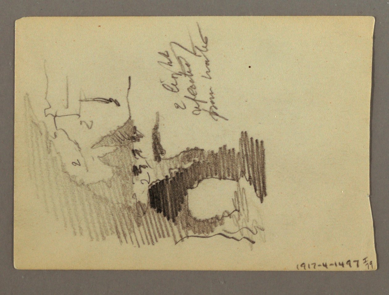 Tekening, Huizen op heuveltop, mogelijk 1868-69 door Frederic Edwin Church