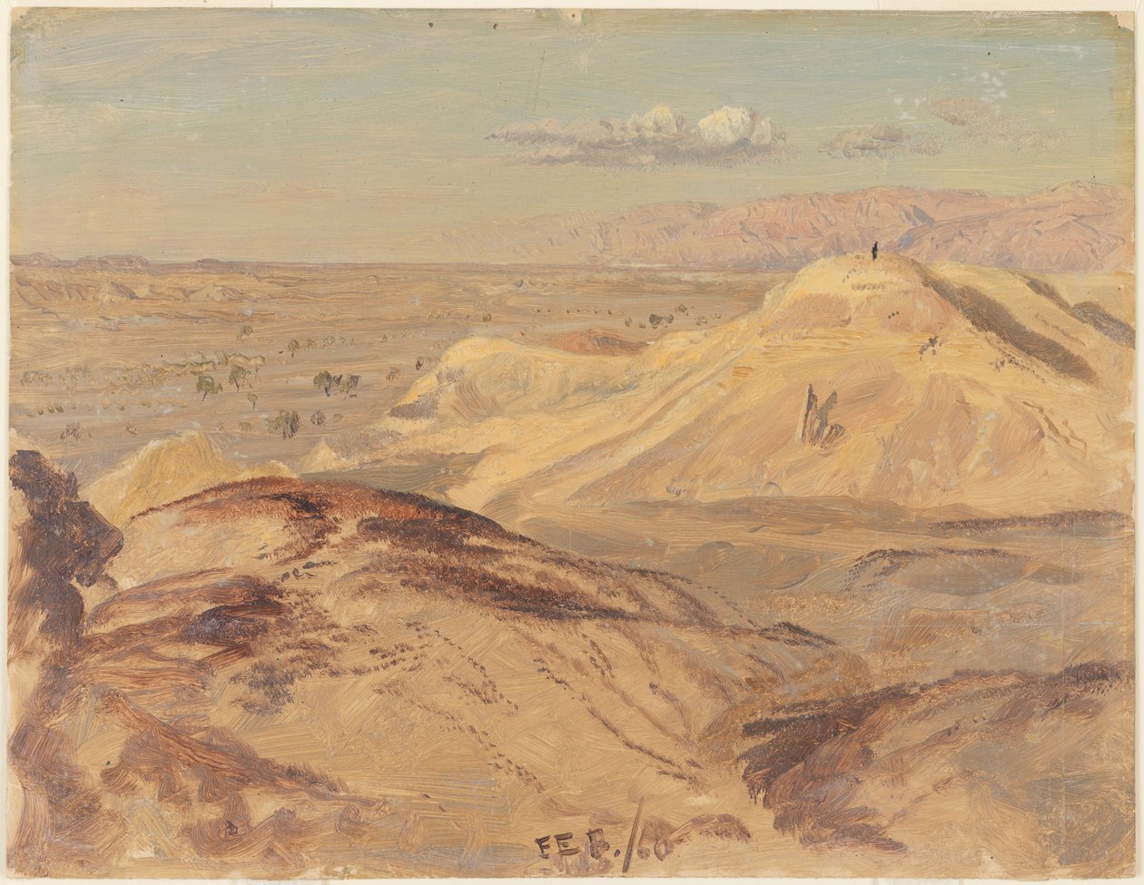 Tekening, Landschap bij Petra, februari 1868 door Frederic Edwin Church