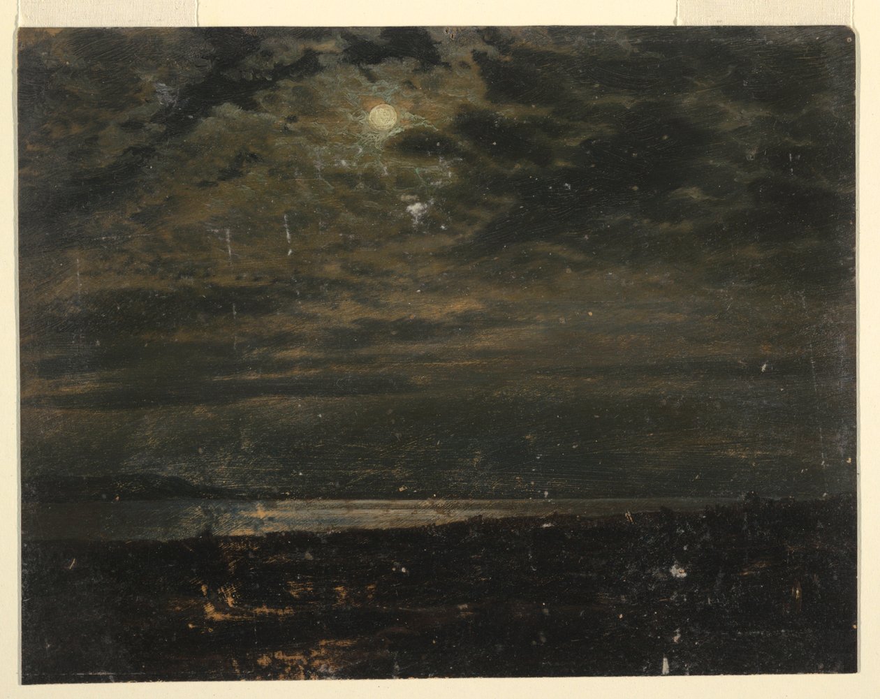 Tekening, Maine kust bij maanlicht, 1845-55 door Frederic Edwin Church