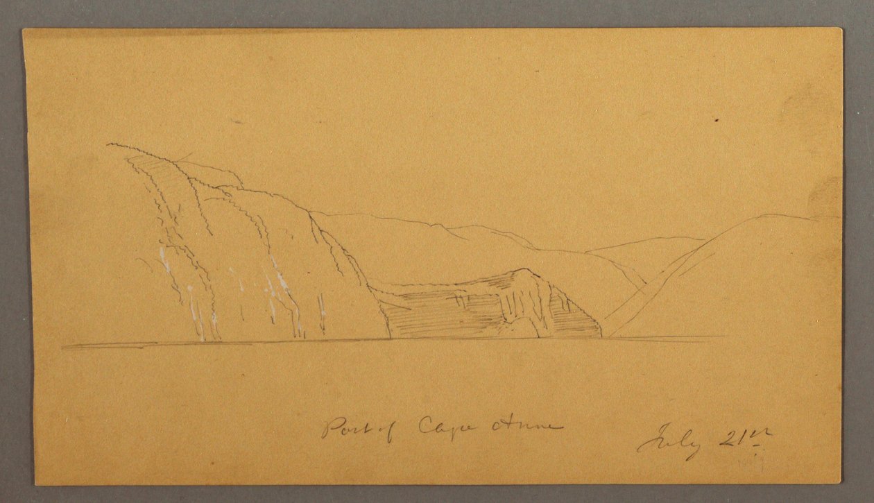Tekening, Bergachtige baai, 21 juli 1859 door Frederic Edwin Church