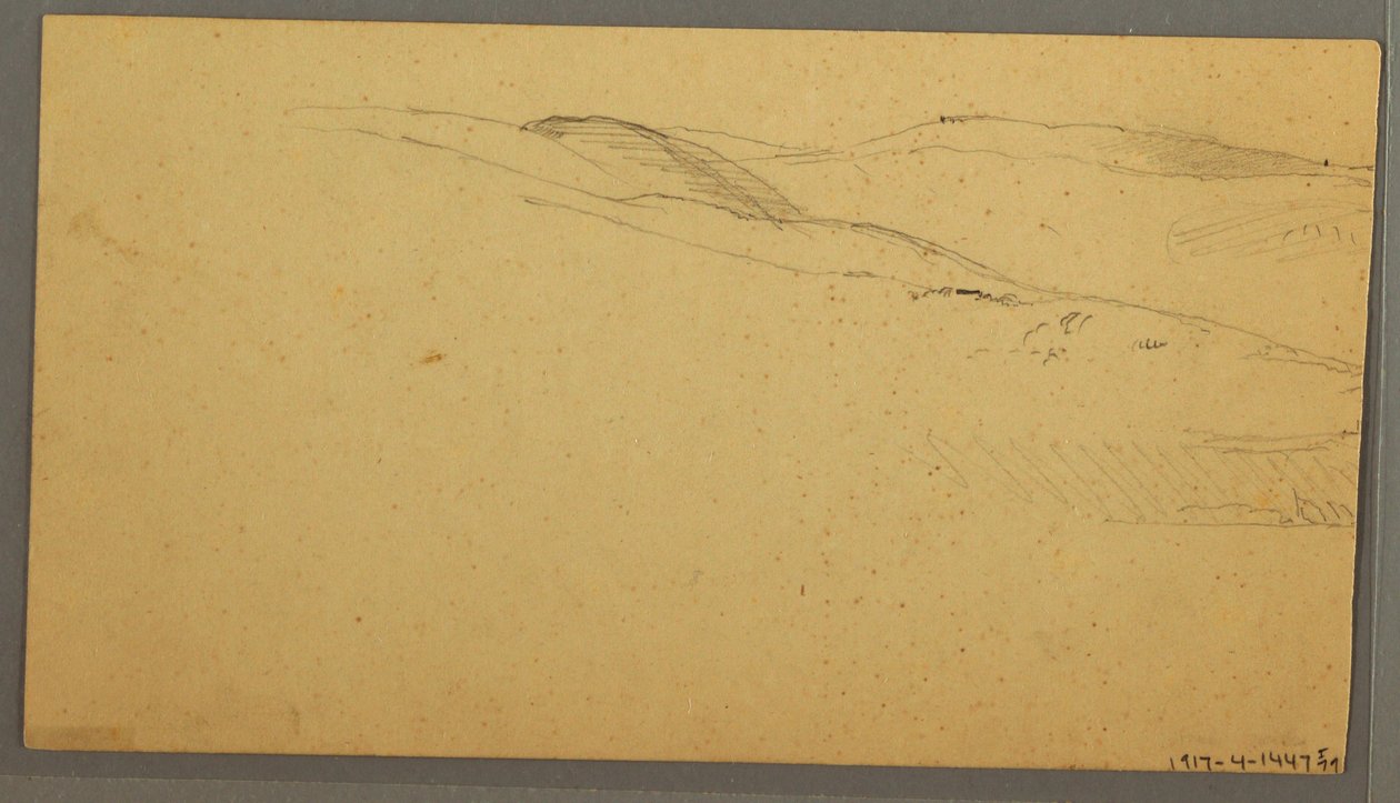 Tekening, Regen over heuvels, mogelijk 1866 door Frederic Edwin Church