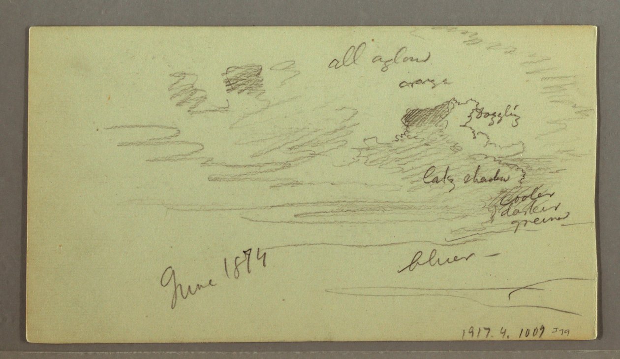 Tekening, Rivier door gebergte, mogelijk 1874 door Frederic Edwin Church