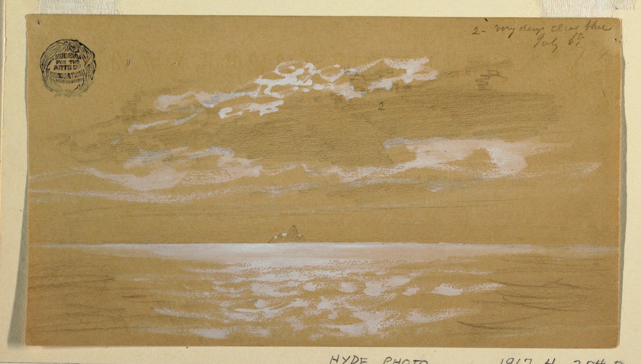 Tekening, Zeegezicht, Newfoundland, 6 juli 1859 door Frederic Edwin Church